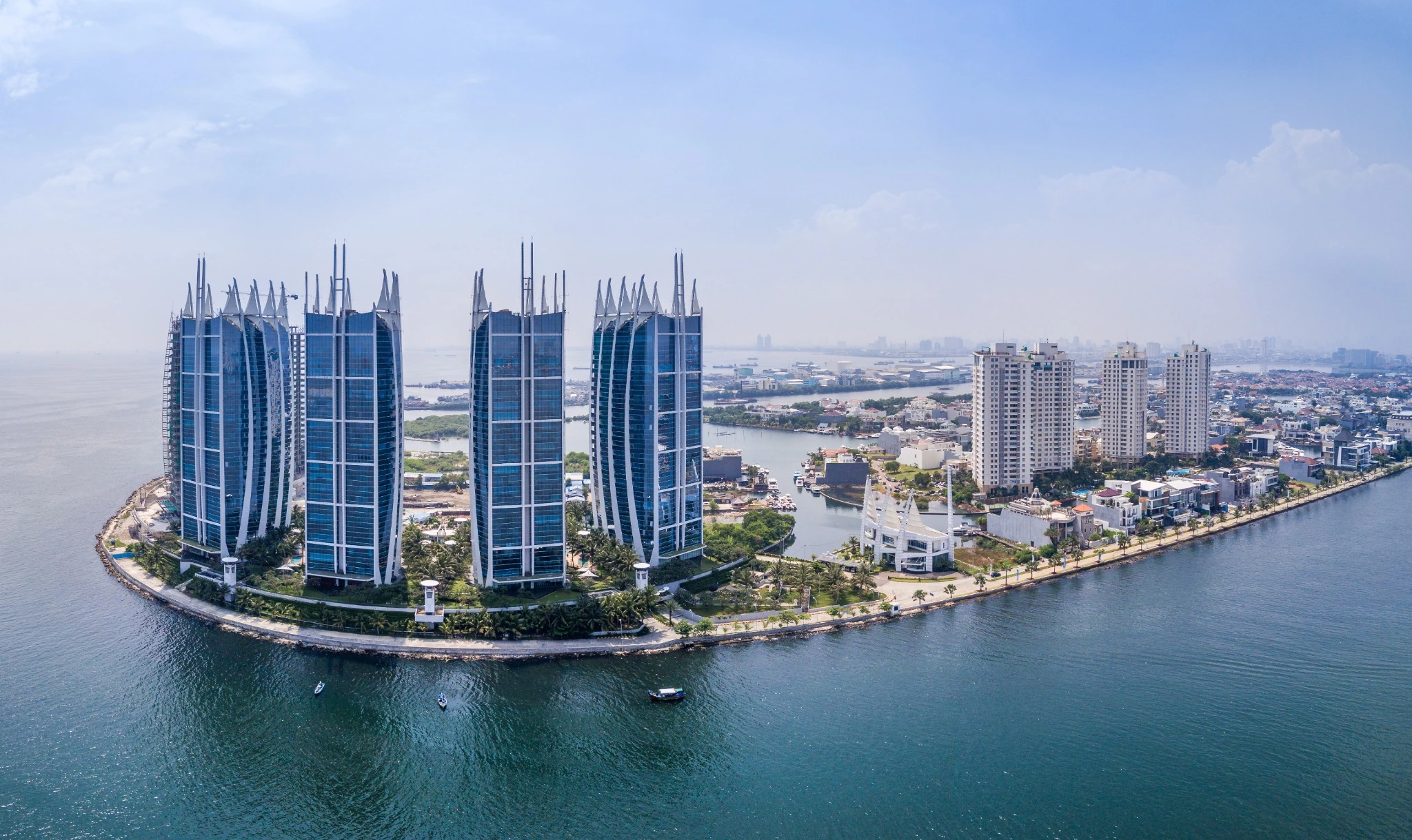 Modern towers along the waterfront in Jakarta, Indonesia